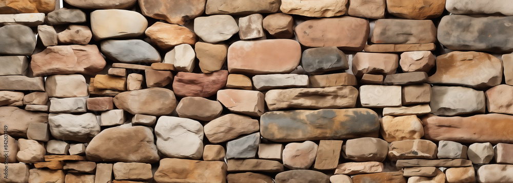 Rustic stone wall, capturing the natural texture and variation in color and shape of the stones. Perfect for designers seeking authentic and rough backgrounds for graphic and web projects Rustic stone wall, capturing the natural texture and variation in color and shape of the stones. Perfect for designers seeking authentic and rough backgrounds for graphic and web projects