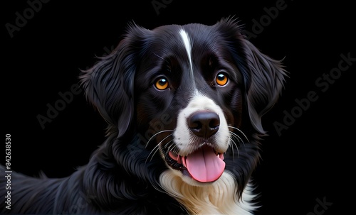 Portrait of a black great hound on a black background. © KKY