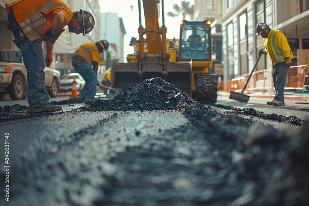 a group of men working on a road a group of men working on a road