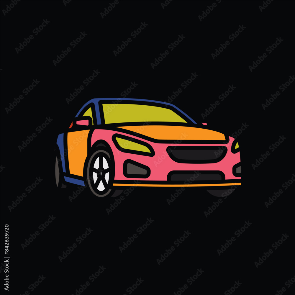 Fototapeta premium Original vector illustration. A passenger car. A contour icon.
