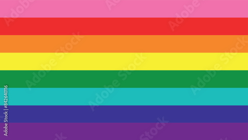 Gilbert Baker Pride Flag. Pride Flag. LGBTQ+ colored flag. Pattern. Pride Parade. Multicolored LGBT+ linear flag. photo