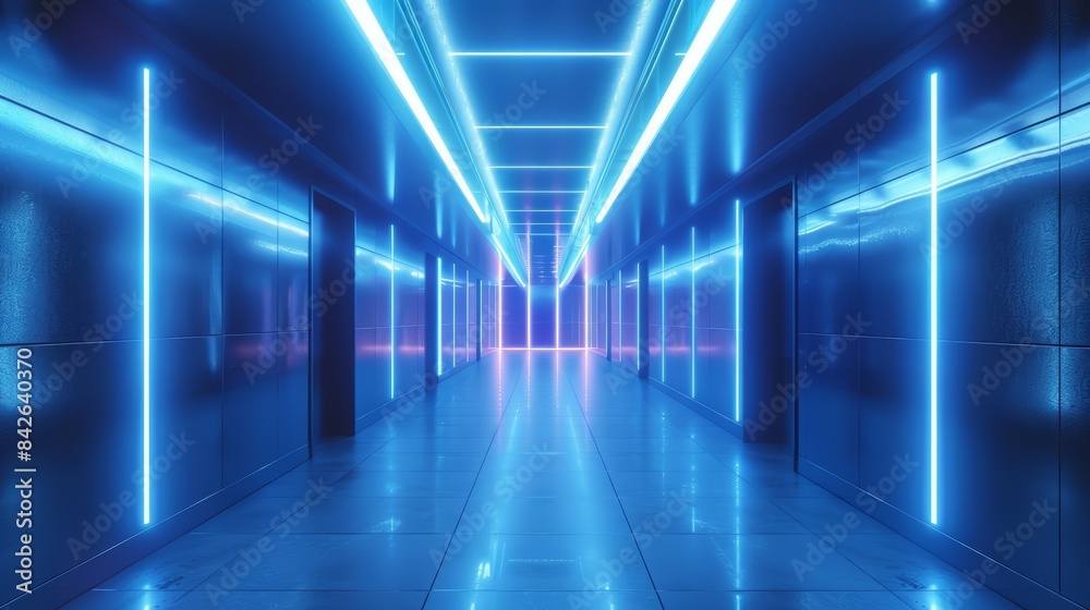 Futuristic tunnel with neon glow and modern interior. Abstract corridor with geometric design and luxury illumination. Suitable for party and night club scenes. Futuristic tunnel with neon glow and modern interior. Abstract corridor with geometric design and luxury illumination. Suitable for party and night club scenes.