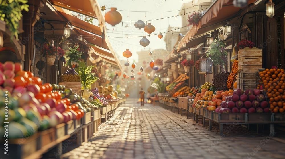 market scenes, eid al - adha background, fruit and vegetables on the street