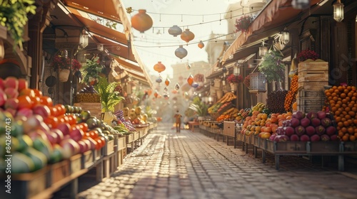 market scenes, eid al - adha background, fruit and vegetables on the street photo
