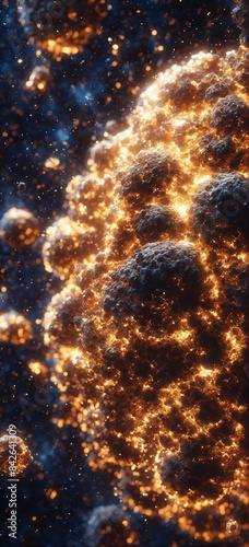 a close up of a cluster of glowing stars in a dark sky