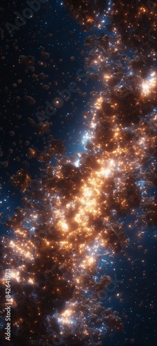 a close up of a galaxy with a bright light shining through it