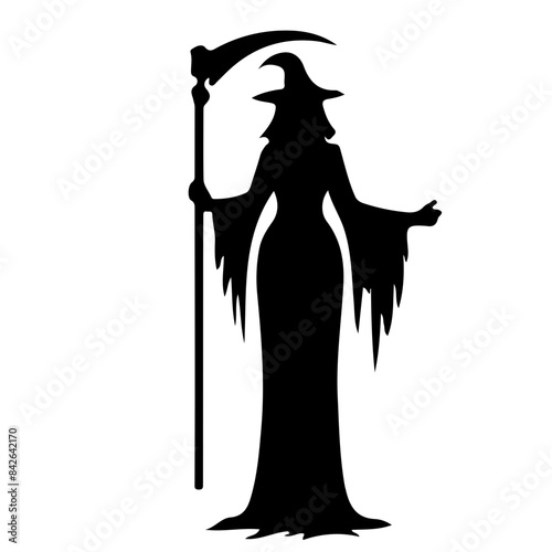 Witch Silhouette with Broom 