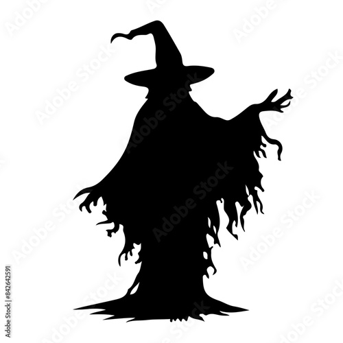 Witch Silhouette with Broom 