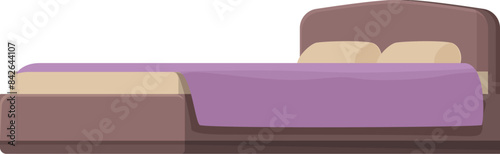 Illustration featuring a double bed with pillows and blanket, ideal for representing concepts like rest, bedroom, and furniture