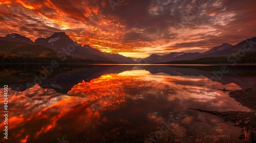 sunset at St. Mary Lake  Glacier national park  MT