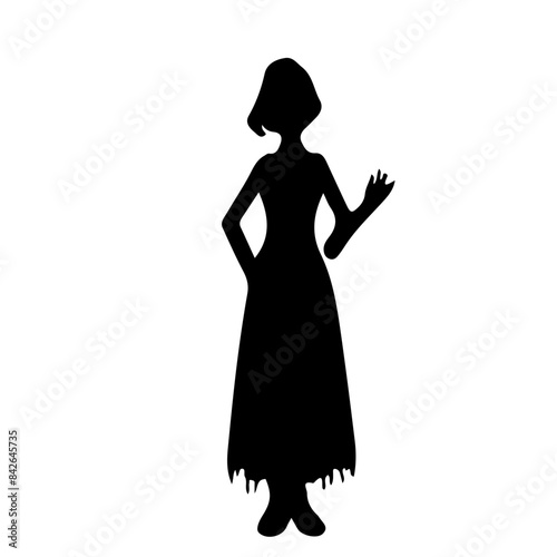 Witch Silhouette with Broom Vector