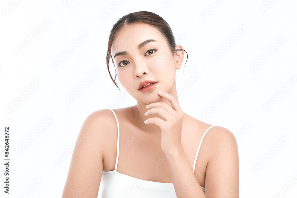 Beautiful young asian woman with clean fresh skin on white background, Face care, Facial treatment, Cosmetology, beauty and spa, Asian women portrait. Beautiful young asian woman with clean fresh skin on white background, Face care, Facial treatment, Cosmetology, beauty and spa, Asian women portrait.