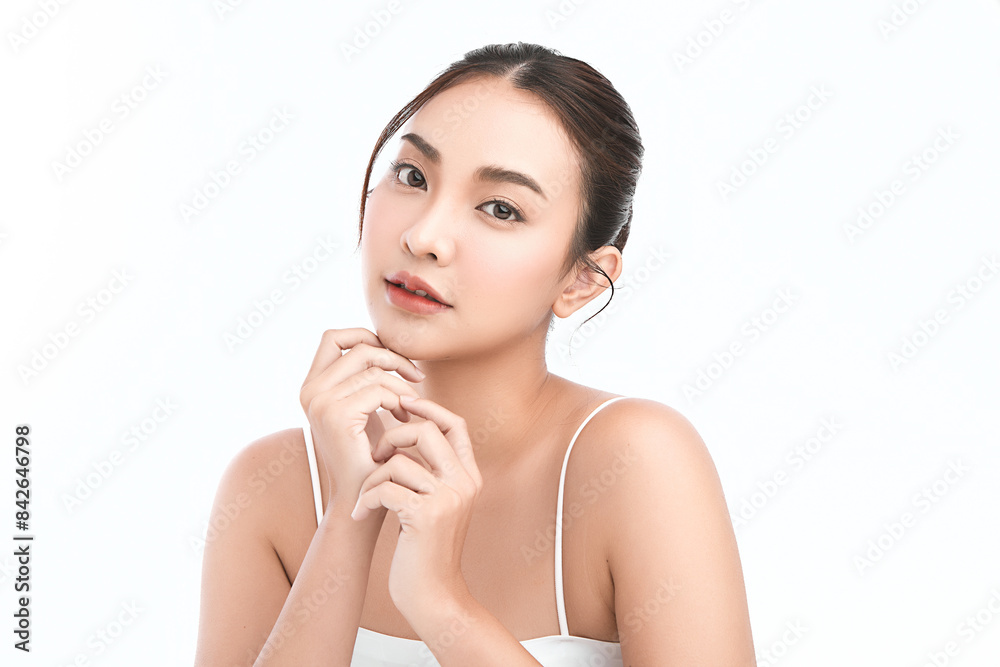 Beautiful young asian woman with clean fresh skin on white background, Face care, Facial treatment, Cosmetology, beauty and spa, Asian women portrait. Beautiful young asian woman with clean fresh skin on white background, Face care, Facial treatment, Cosmetology, beauty and spa, Asian women portrait.
