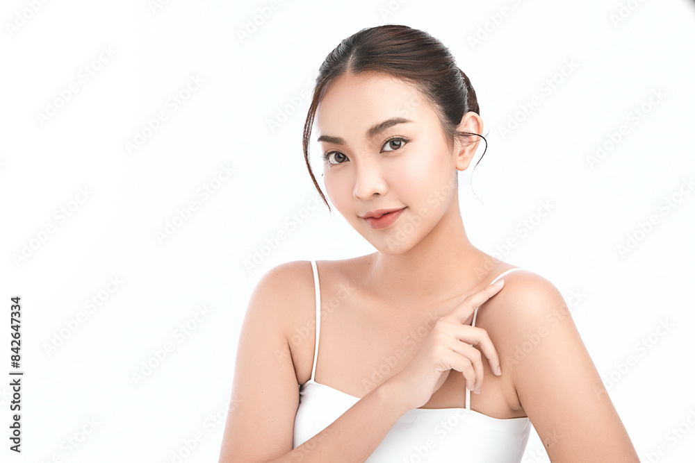 Beautiful young asian woman with clean fresh skin on white background, Face care, Facial treatment, Cosmetology, beauty and spa, Asian women portrait. Beautiful young asian woman with clean fresh skin on white background, Face care, Facial treatment, Cosmetology, beauty and spa, Asian women portrait.
