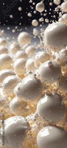 a close up of a bunch of bubbles floating in a bowl of water