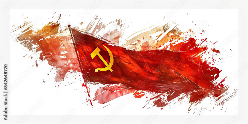 Communist Flag Of Russia, USSR, Red Flag, Hammer And Sickle In Yellow - Foto 6
