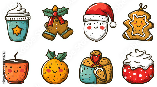Festive Christmas Characters Lineup - A Whimsical Illustration of Holiday Cheer