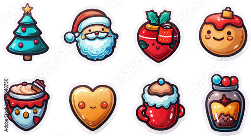 Festive Christmas Characters Lineup - A Whimsical Illustration of Holiday Cheer