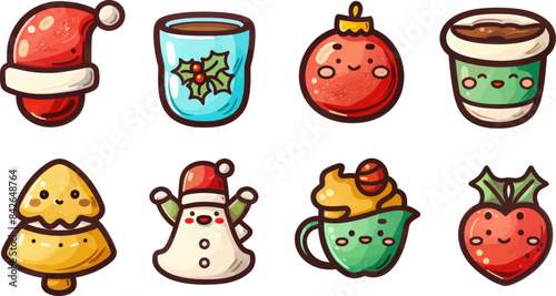 Festive Christmas Characters Lineup - A Whimsical Illustration of Holiday Cheer