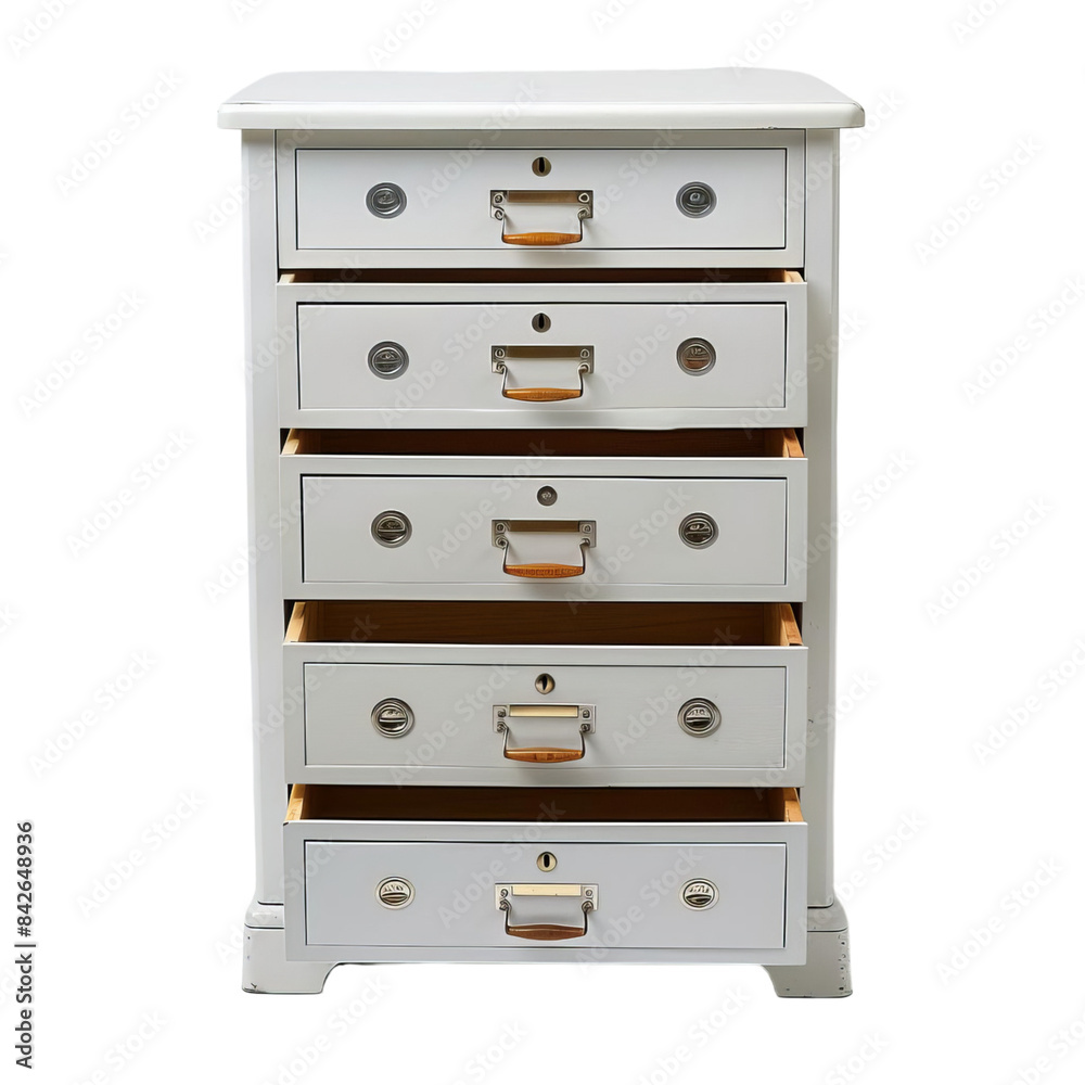 Fototapeta premium Single object, isolated white background of filing cabinet