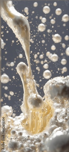 a close up of a liquid pouring into a glass with bubbles