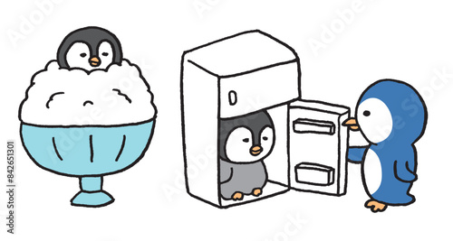 丸っこくておもしろかわいいペンギンの親子