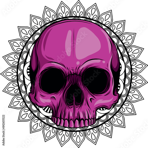 colored draw of human skull vector illustration design