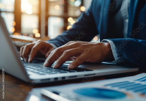 Close Up of Businesspersons Hands Typing on Laptop
