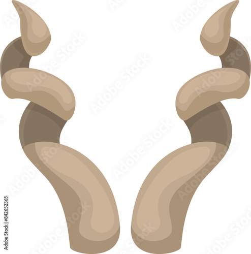 Illustration featuring a pair of beige spiral horns from a fantasy creature