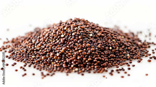 Raw red quinoa seed on white background. Vegetable pla