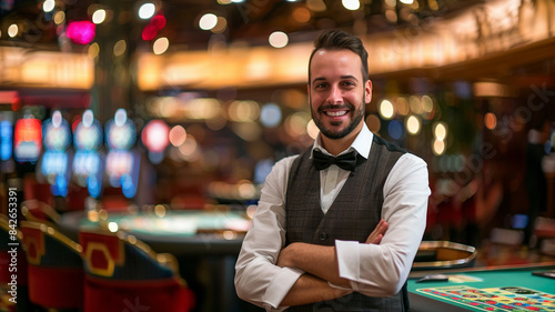 Male dealer at the casino