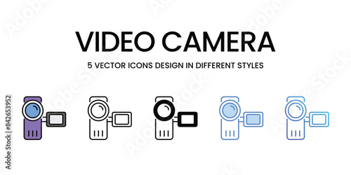 Video Camera icons vector set stock illustration.