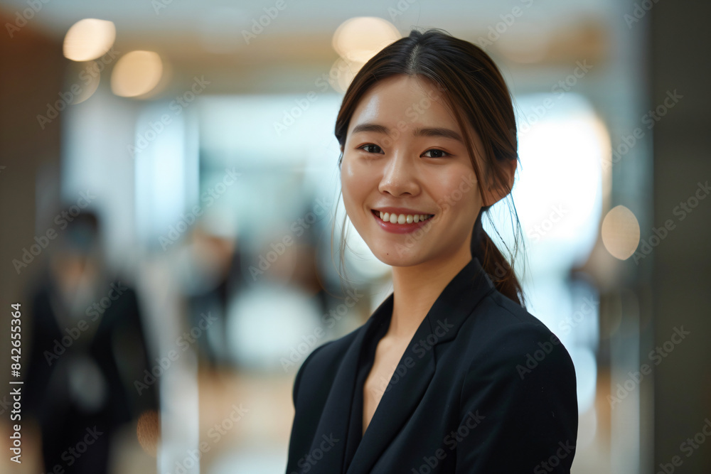 a woman in a black jacket smiling for a picture a woman in a black jacket smiling for a picture