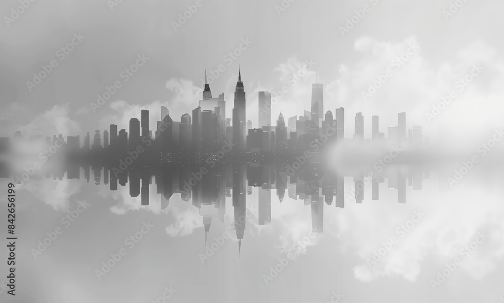 Minimalist City Skyline in Fog Minimalist City Skyline in Fog