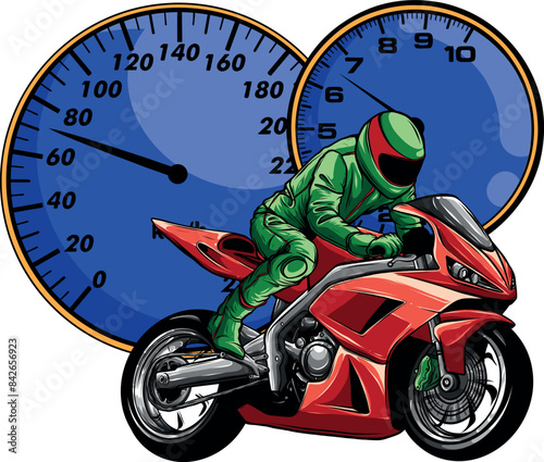 sportbike racer riding fast vector illustration design photo