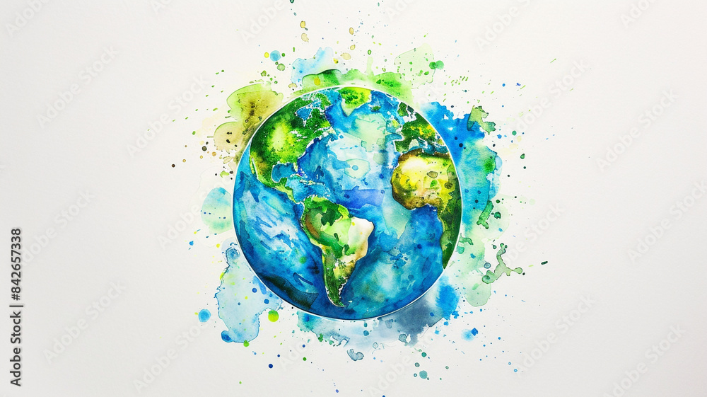 watercolor globe on white paper background. - earth day concept. watercolor globe on white paper background. - earth day concept.