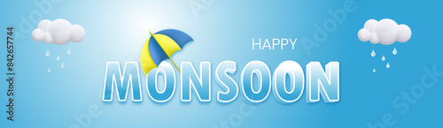 Monsoon Season background, banner and poster design vector illustration.