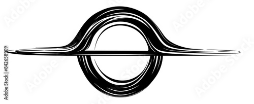 Cosmic black hole black and white logo illustration. Concept of space exploration and space discovery. space time. space time.  photo