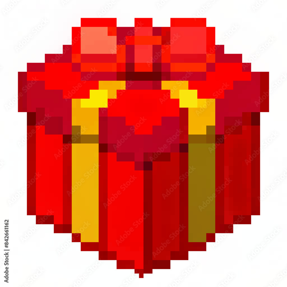 Fototapeta premium red pixel gift box