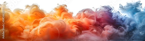 Energetic bursts of dynamic colors isolated on a pure white background, creating a lively scene