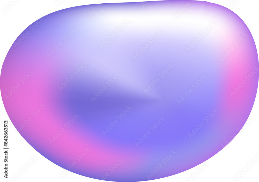 Obraz premium 3d gradient liquid blob shape. Abstract holographic iridescent fluid bubble form. Chrome fluorescent hologram geometry object. Chameleon effect set. Chromatic metal multicolor surface texture