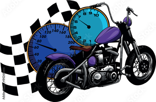 illustration of custom motorcycle chopper vector design