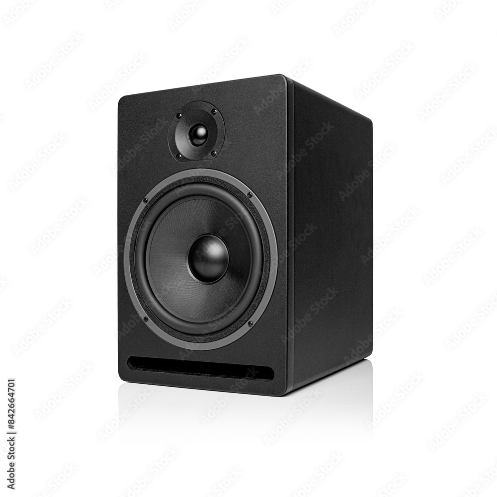 Black speaker isolated on a white background. Black speaker isolated on a white background.