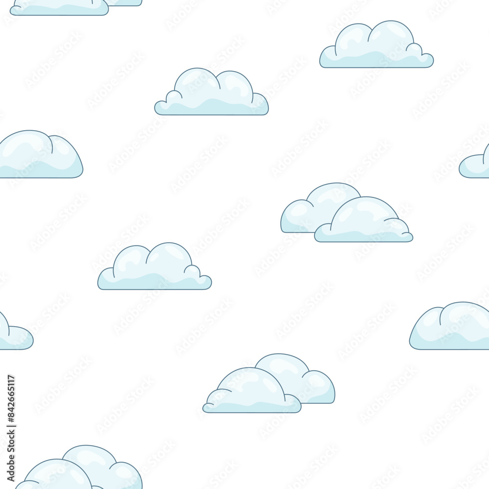Cumulus cloud cartoon. Seamless pattern. Sky air symbol. Vector drawing. Design ornaments. Cumulus cloud cartoon. Seamless pattern. Sky air symbol. Vector drawing. Design ornaments.