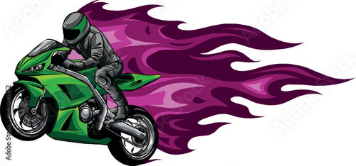 sportbike racer riding fast vector illustration design