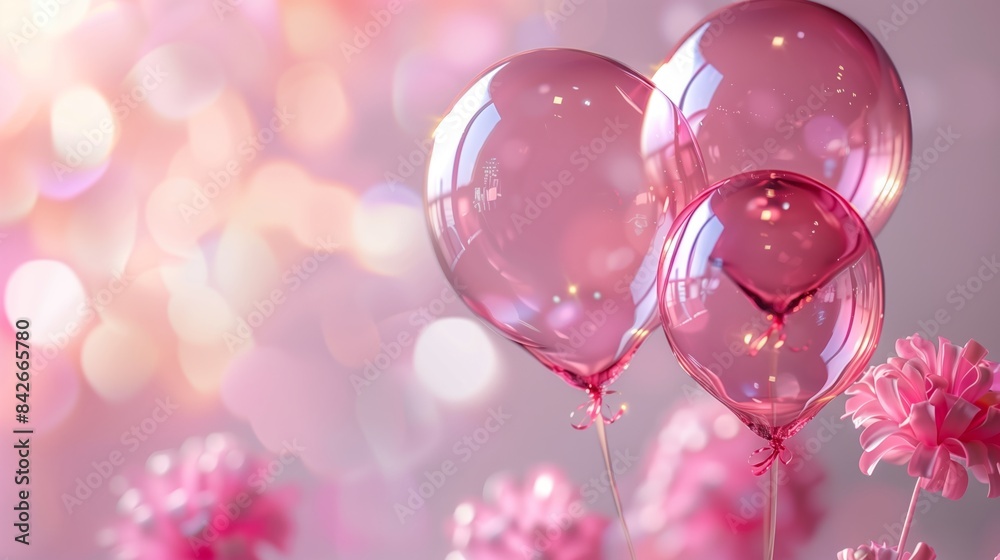 Digital pink balloon glass flower poster web page PPT background. Digital pink balloon glass flower poster web page PPT background.