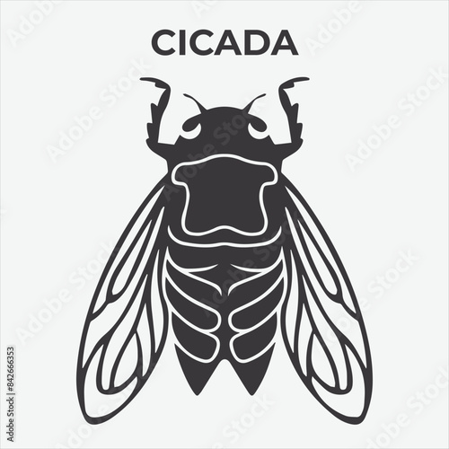 A Distinctive Cicada Silhouette for Multi-Format Design Projects. Vector Illustration