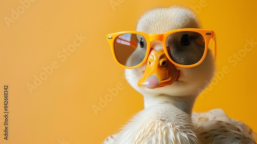 Duck with sunglasses, yellow background, stylish © Creative_Bringer