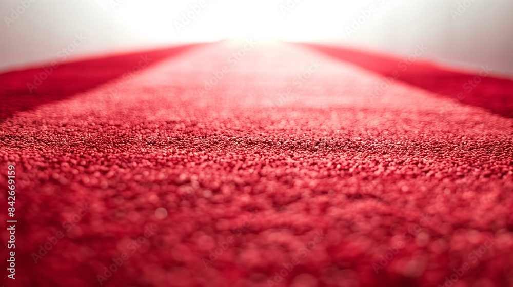 Close-up red carpet with bright light at end, award wealth fame Close-up red carpet with bright light at end, award wealth fame