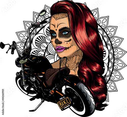 illustration of custom motorcycle chopper vector design